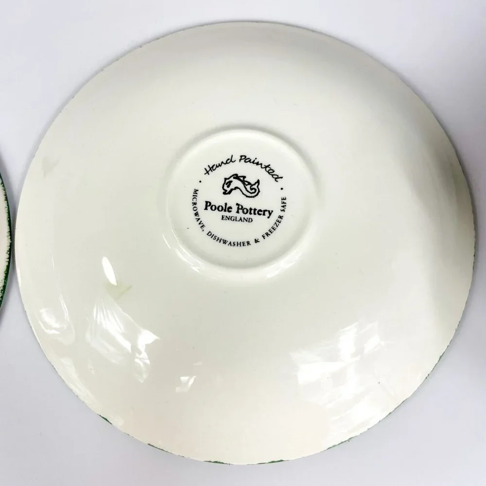 Poole Pottery Green Leaf Breakfast Cup and Saucer 2 sets